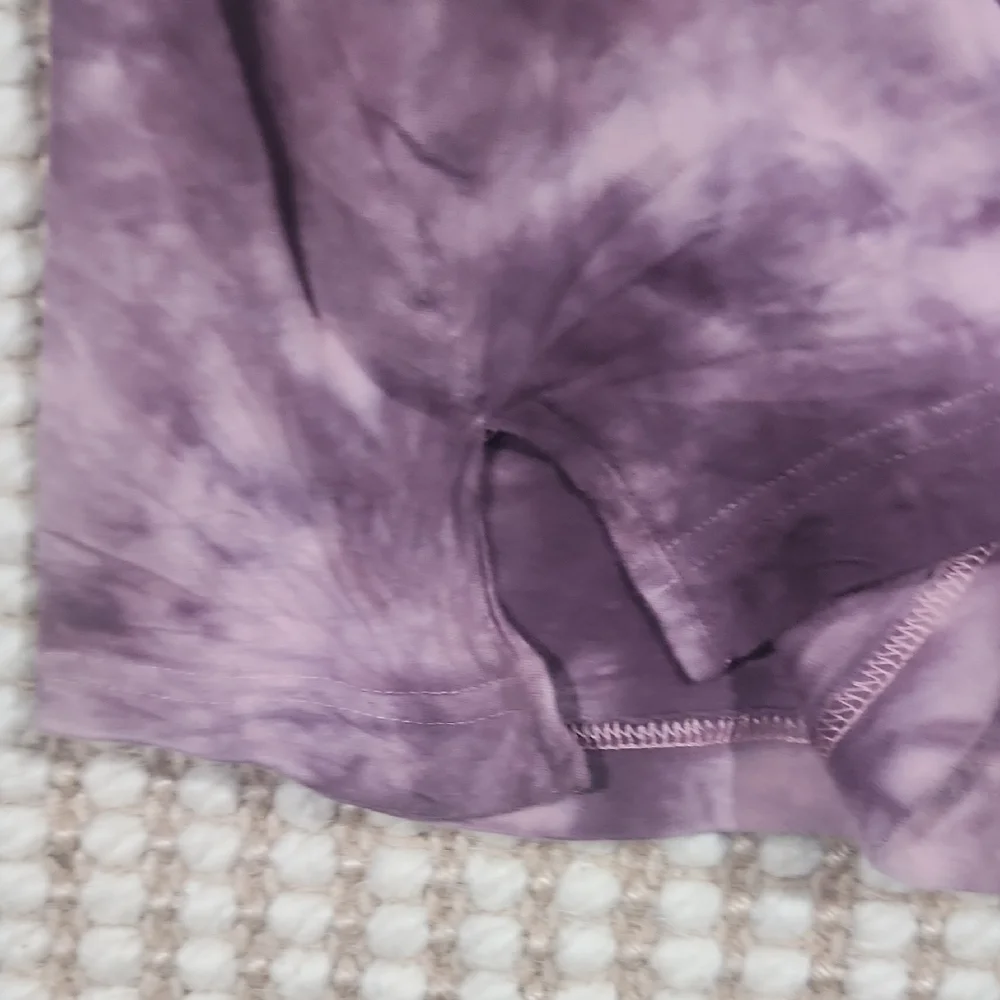 PINK Victoria's Secret Purple Tie-Dye Short Sleeve Notch Neck Tee - Picture 5 of 7